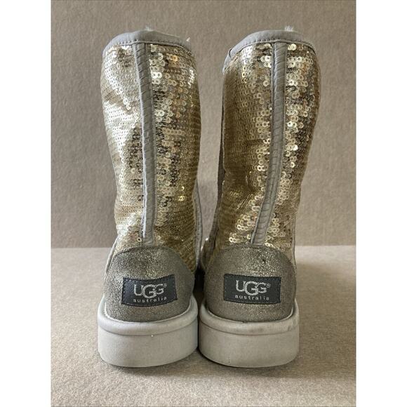 UGG Women’s sequin Sheepskin Lined Boots Sz 8 3161 Classic Short Sparkle Winter - Picture 5 of 8